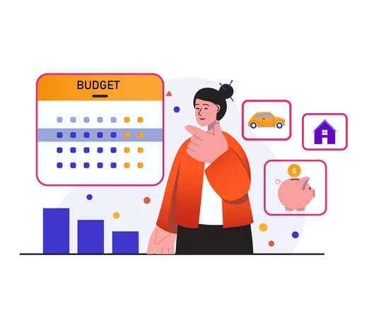Planification budgétaire par une femme  Illustration