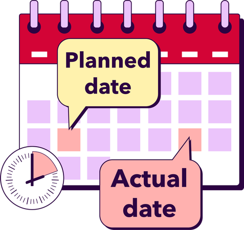 Planned date and actual date  イラスト