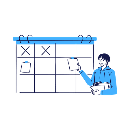 Planning tasks using a digital calendar  Illustration