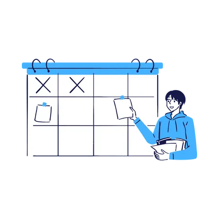 Planning tasks using a digital calendar  Illustration