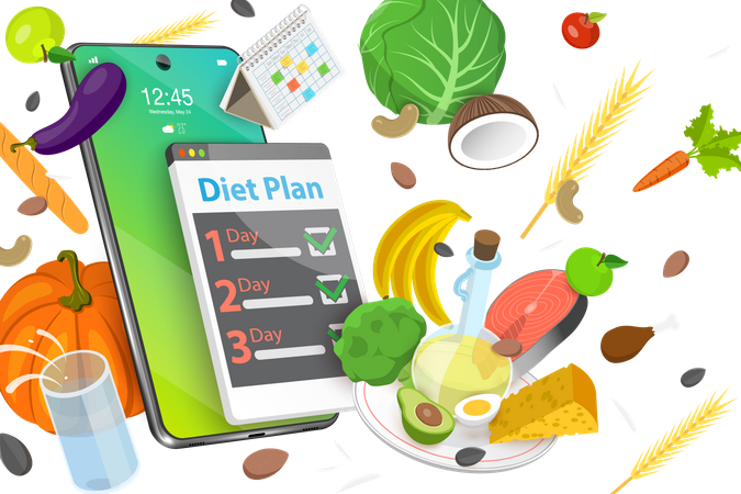 Plano de dieta on-line  Ilustração