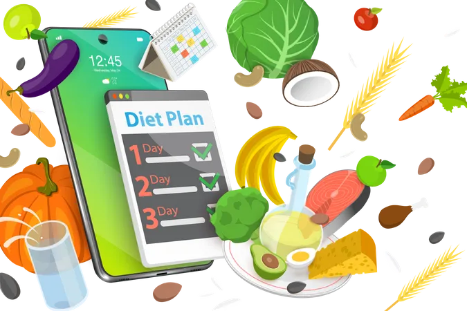 Plano de dieta on-line  Ilustração