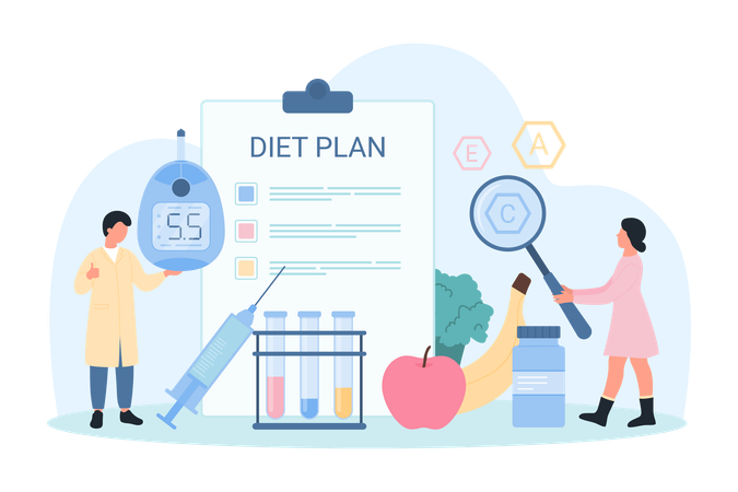 Plano de dieta para diabetes  Ilustração