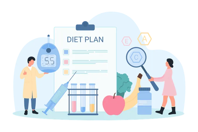 Plano de dieta para diabetes  Ilustração