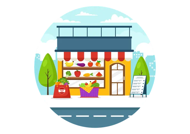 Nutrition Store Vector Illustration With Dietary Supplement Of Vitamins And Minerals Such As Fresh Fruit Or Vegetables In Flat Cartoon Background 일러스트레이션