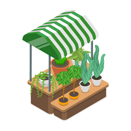 Plant market stall  Illustration