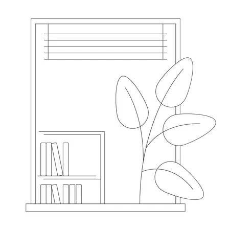 Plant Near Open Window Bw Concept Vector Spot Illustration French Balcony Architecture 2 D Cartoon Flat Line Monochromatic Object For Web UI Design Editable Isolated Outline Hero Image Illustration
