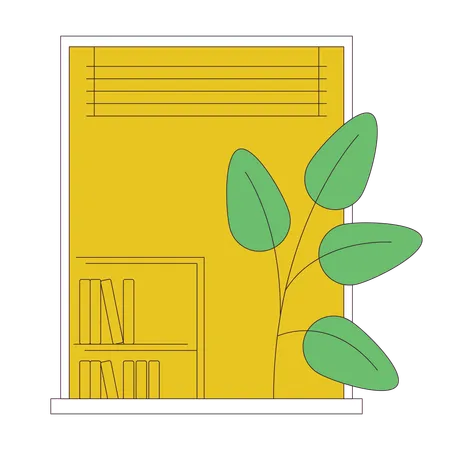 Planta cerca de la ventana abierta  Ilustración