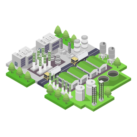 Planta de biopetróleo  Ilustración