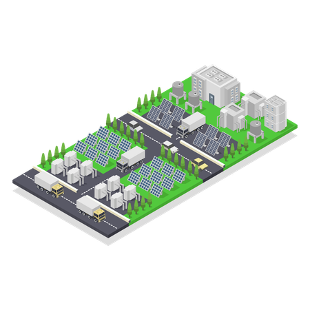 Planta de energía de células solares  Ilustración