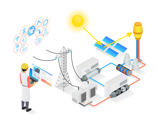 Planta de energía solar  Ilustración