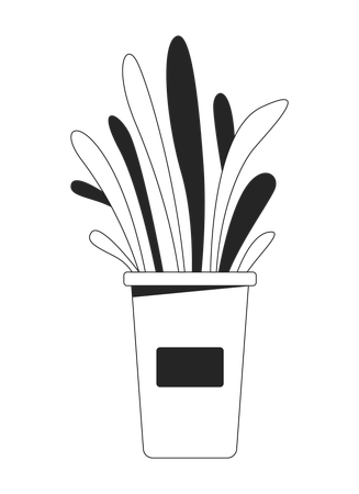 Planta de erva em vaso em recipiente com etiqueta  Ilustração
