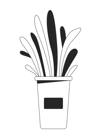 Planta de erva em vaso em recipiente com etiqueta  Ilustração
