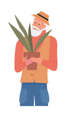 Homem segurando planta  Ilustração