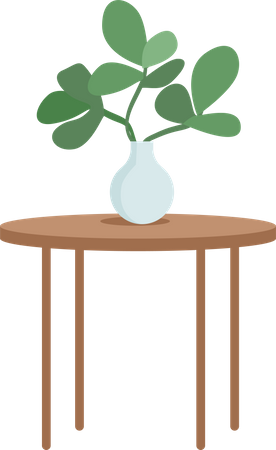 Planta en maceta sobre la mesa  Ilustración