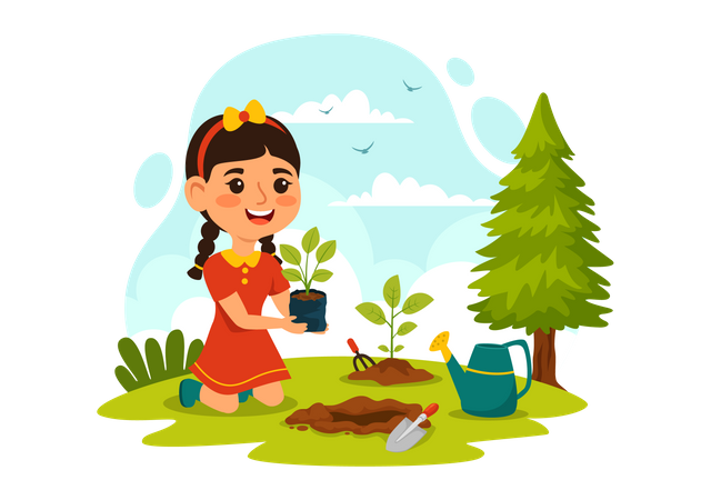 Plantação de árvore  Ilustração
