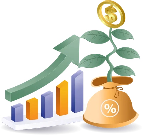 Usine monétaire avec croissance des investissements  Illustration