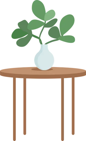 Plante en pot sur table  Illustration