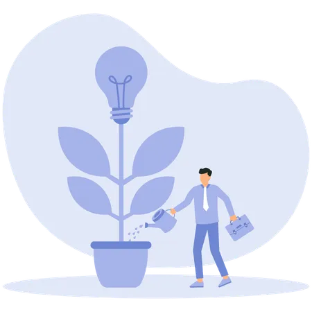 Planting new idea and growing business development  Illustration
