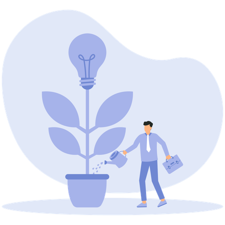 Planting new idea and growing business development  Illustration