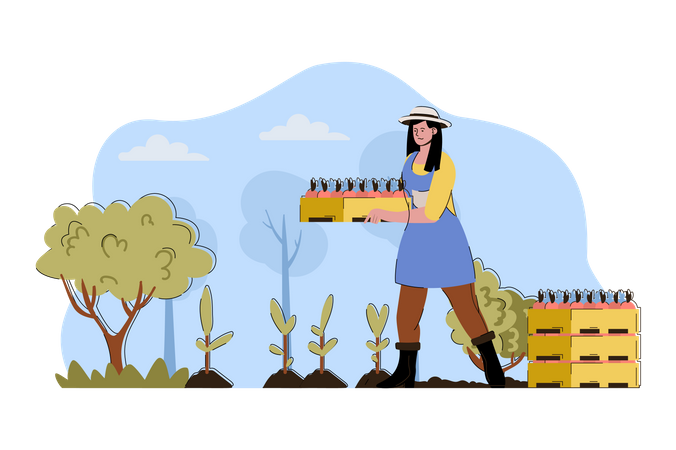 Plantio de frutas  Ilustração