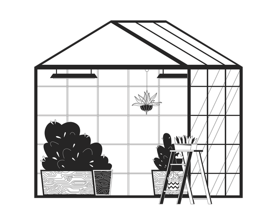 Plants growing in greenhouse  Illustration