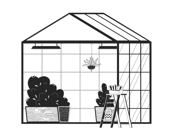 Plants growing in greenhouse  Illustration