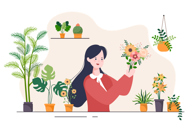 Plants Shop Owner Illustration