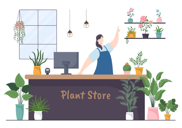 Plants Shop Owner Illustration