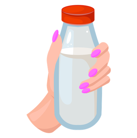 Plastic bottle with red cap with milk inside  Illustration