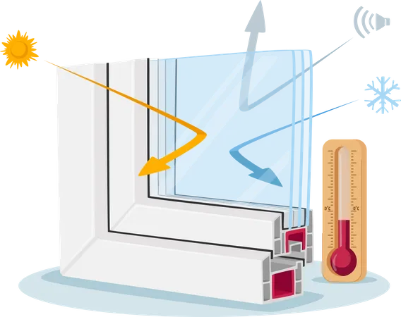 Plastic glass reflecting cold and heat  Illustration