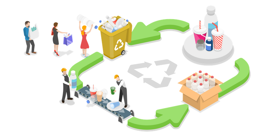 Plastic Recycle Process Infographic  Illustration