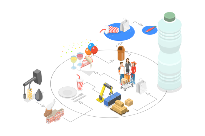 Plastic Waste Disposal  Illustration