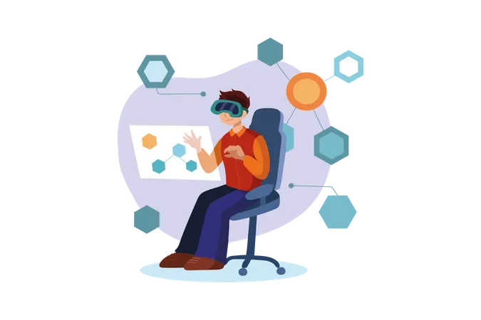 Plataforma Blockchain Investigación en realidad virtual  Ilustración