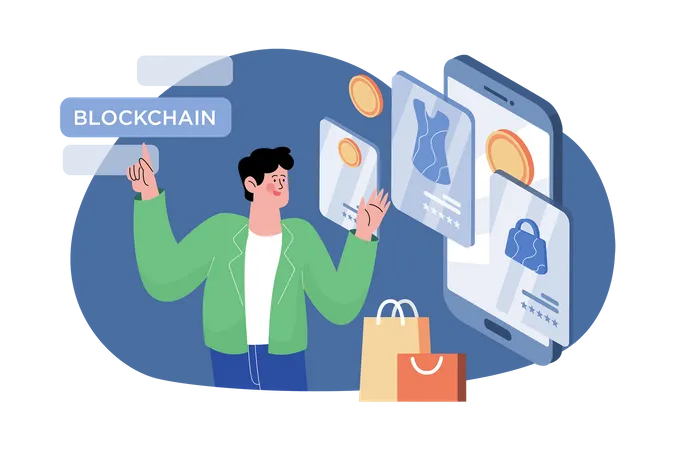 Plataforma Blockchain para comércio eletrônico  Ilustração