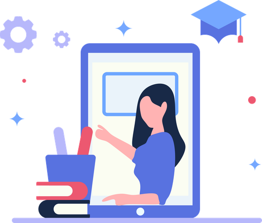 Plataforma de Academia Virtual preparada para estudantes  Ilustração