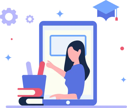 Plataforma de Academia Virtual preparada para estudantes  Ilustração