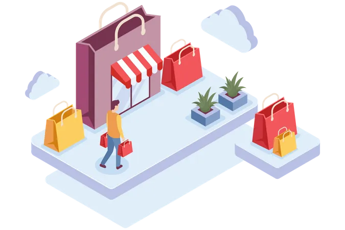 Plataforma de compras en línea  Ilustración