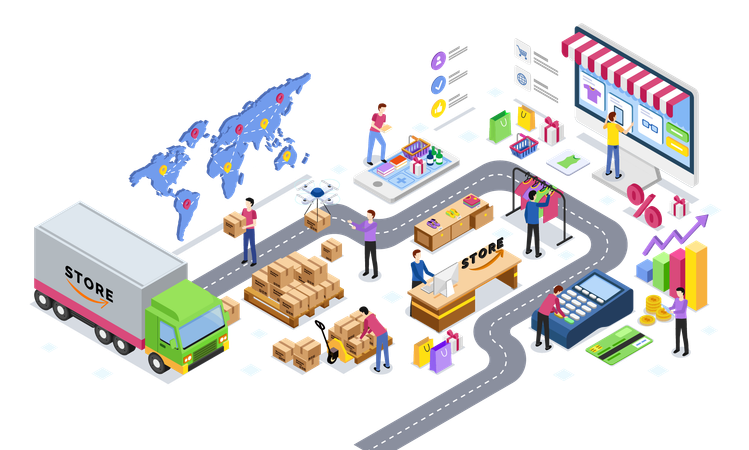 Plataforma de compras en línea  Ilustración