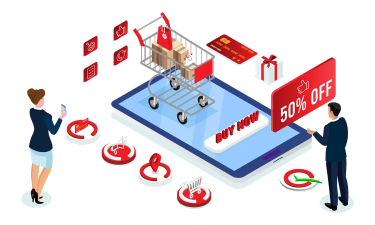 Plataforma de compras on-line  Ilustração