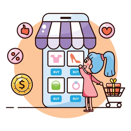 Plataforma de compras en línea  Ilustración