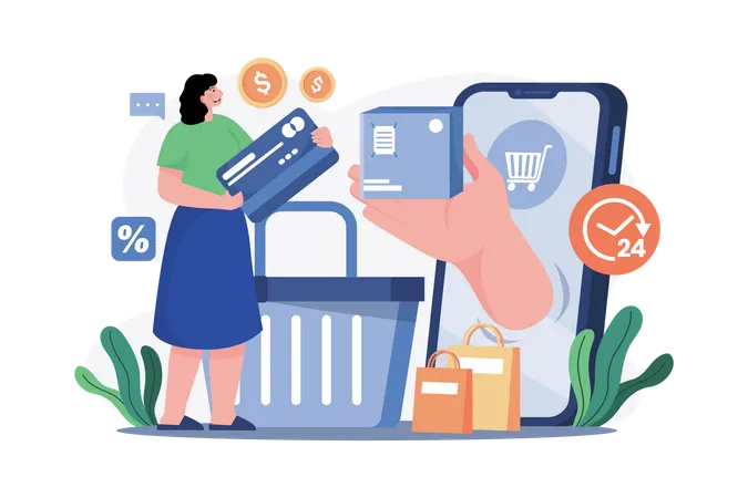 Plataforma de compras on-line  Ilustração