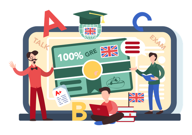 Plataforma de cursos de inglés en línea  Ilustración