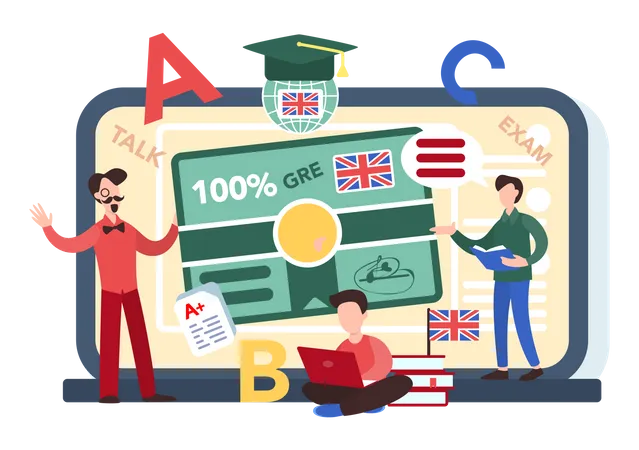 Plataforma de cursos de inglés en línea  Ilustración