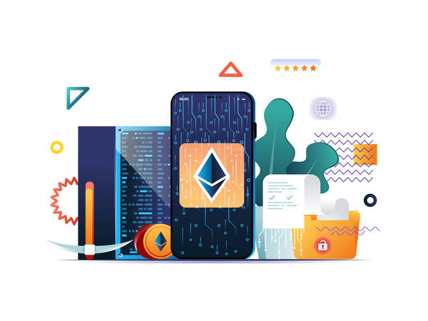 Plataforma de mineração de criptomoeda, troca e investimento  Ilustração