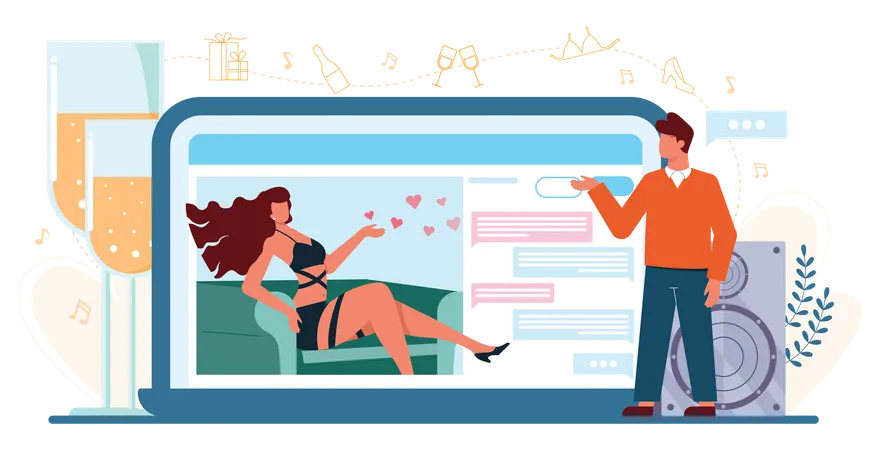 Plataforma de servicio de stripper en línea  Ilustración