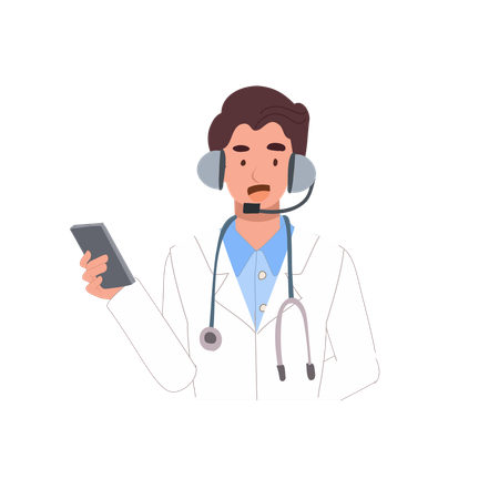 Plataforma de Telemedicina com Médico Masculino para Assistência Médica Digital  Ilustração