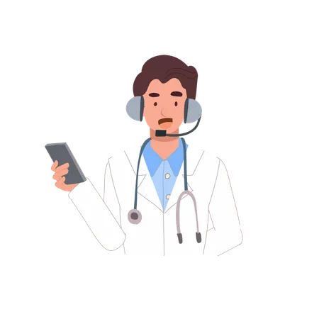 Plataforma de Telemedicina com Médico Masculino para Assistência Médica Digital  Ilustração