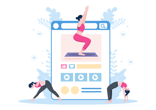 Plateforme de yoga et de méditation en ligne  Illustration