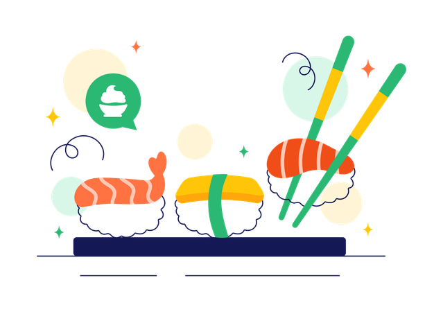 Plato de sushi  Ilustración